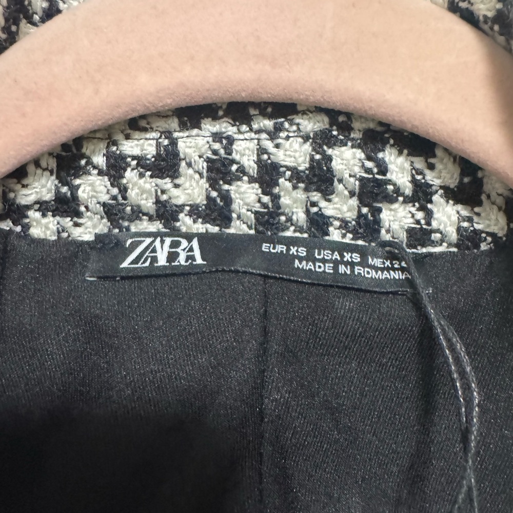 Zara Houndstooth Black and White Open Back Blazer Dress - Picture 9 of 11